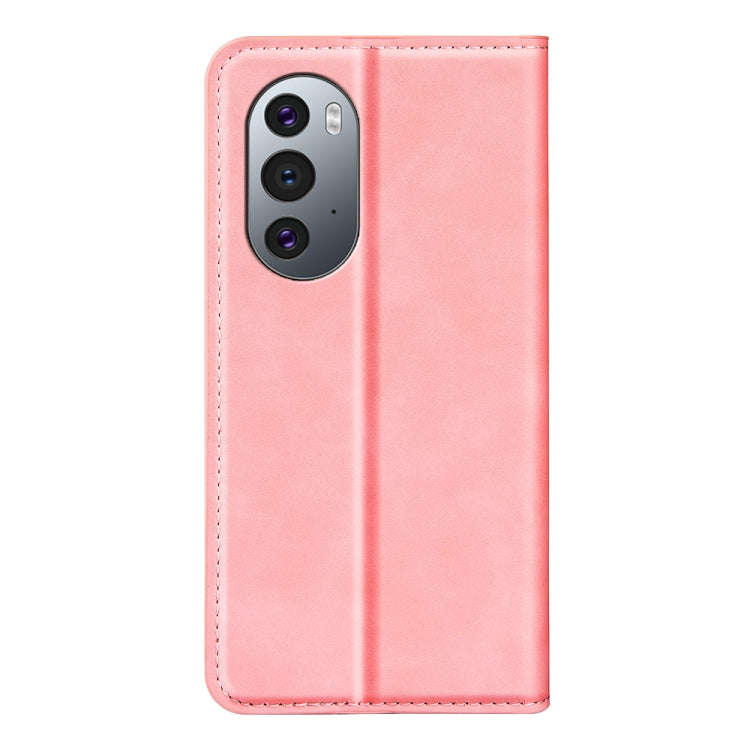 For Motorola Edge X30 Retro-skin Magnetic Suction Leather Phone Case(Pink)