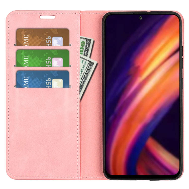 For Motorola Edge X30 Retro-skin Magnetic Suction Leather Phone Case(Pink)