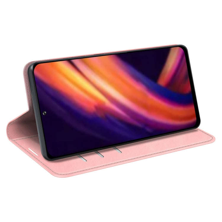 For Motorola Edge X30 Retro-skin Magnetic Suction Leather Phone Case(Pink)
