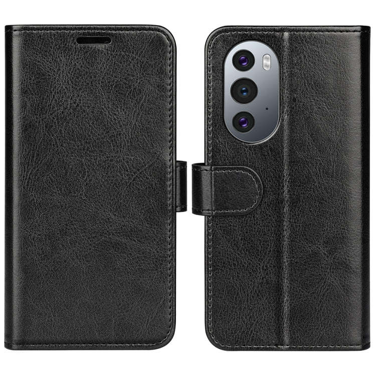 For Motorola Edge X30 R64 Texture Single Horizontal Flip Phone Case(Black)