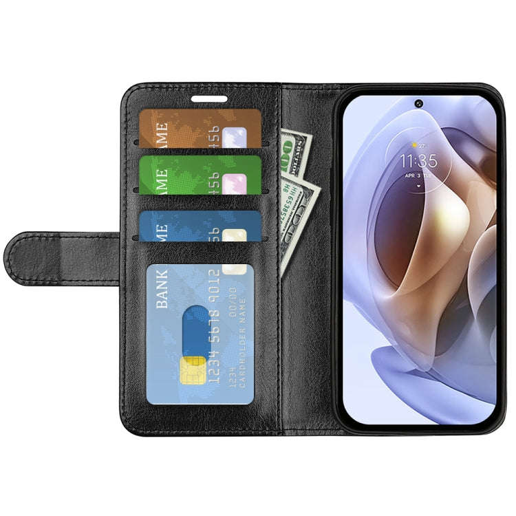 For Motorola Moto G31 4G R64 Texture Single Horizontal Flip Phone Case(Black)