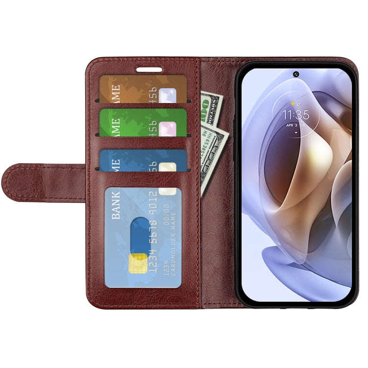 For Motorola Moto G31 4G R64 Texture Single Horizontal Flip Phone Case(Brown)
