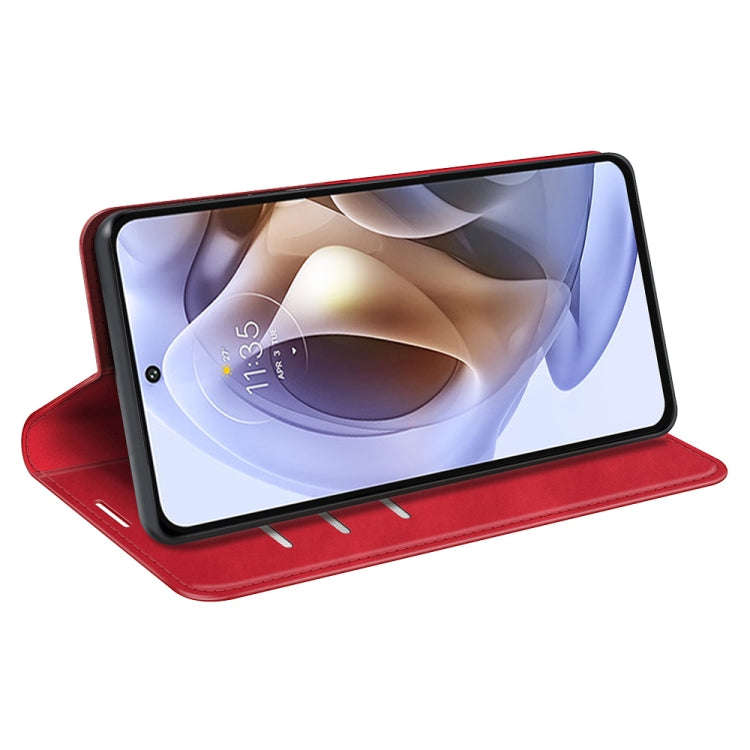 For Motorola Moto G31 4G Retro-skin Magnetic Suction Leather Phone Case(Red)