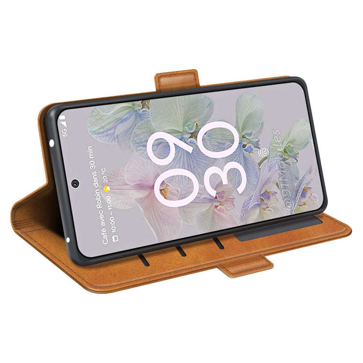 For Google Pixel 6a Dual-side Magnetic Buckle Leather Phone Case(Yellow)