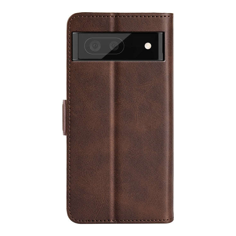 For Google Pixel 6a Dual-side Magnetic Buckle Leather Phone Case(Brown)