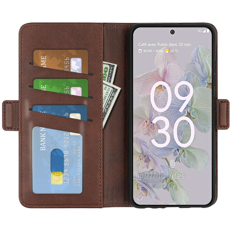 For Google Pixel 6a Dual-side Magnetic Buckle Leather Phone Case(Brown)