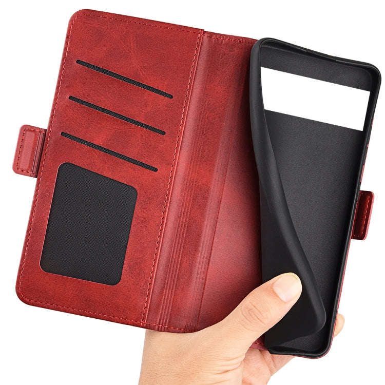 For Google Pixel 6a Dual-side Magnetic Buckle Leather Phone Case(Red)