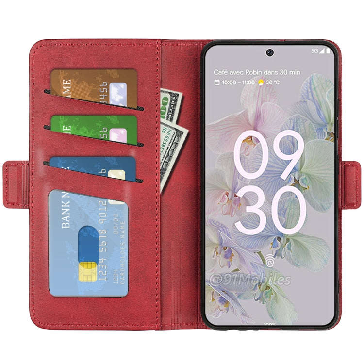 For Google Pixel 6a Dual-side Magnetic Buckle Leather Phone Case(Red)