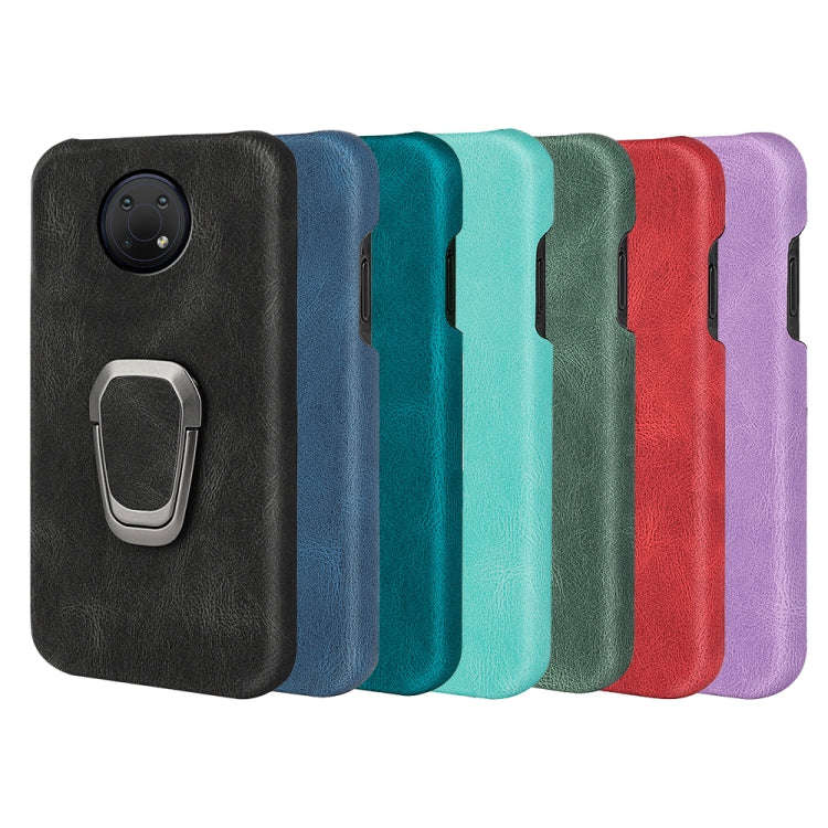For Nokia G10 Ring Holder PU Phone Case(Dark Green)