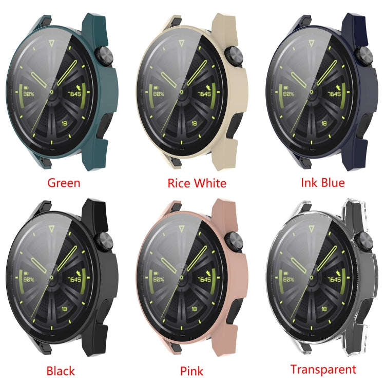 For Huawe Watch GT 3 42mm Shockproof PC Case with Tempered Glass Film(Rice White)