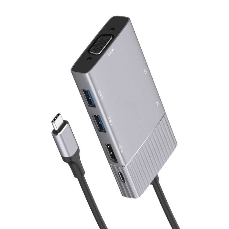 8 in 1 Type-C to HDMI + Type-C + USB x 2 + VGA + SD + TF + 3.5mm HUB Adapter