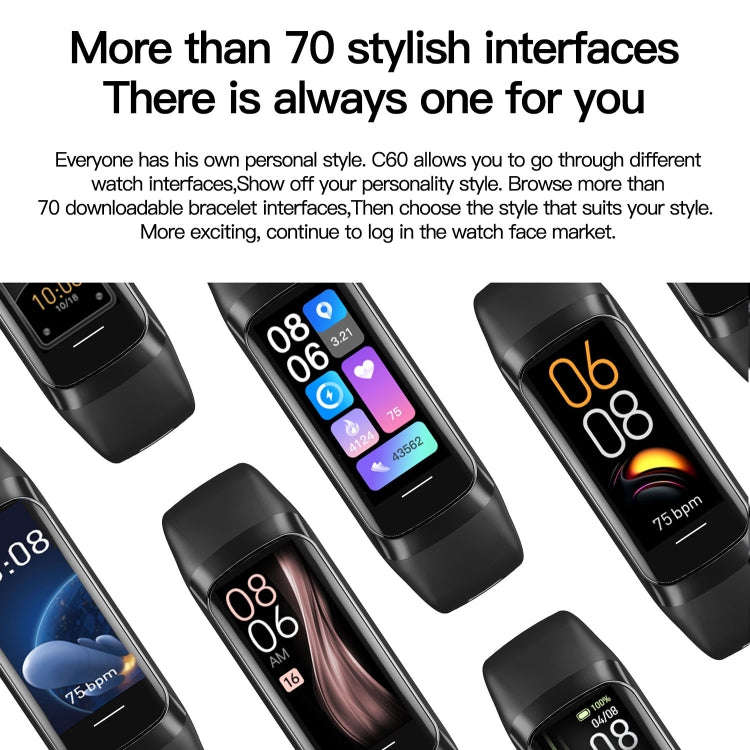 C60 IP67 Waterproof 1.1 inch Smart Fitness Band(Grey)