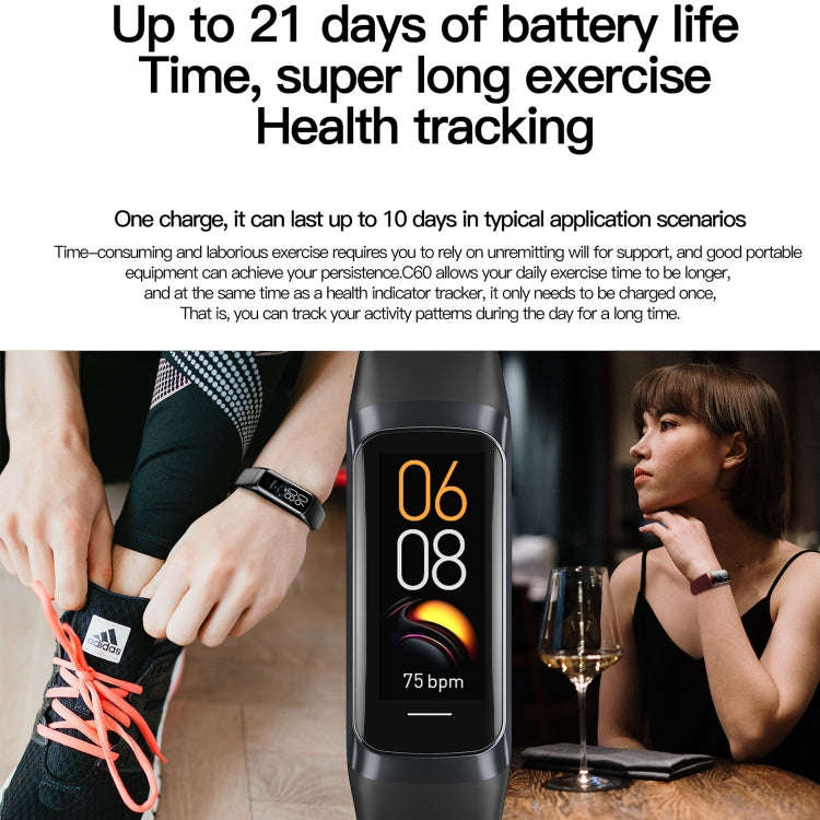 C60 IP67 Waterproof 1.1 inch Smart Fitness Band(Grey)