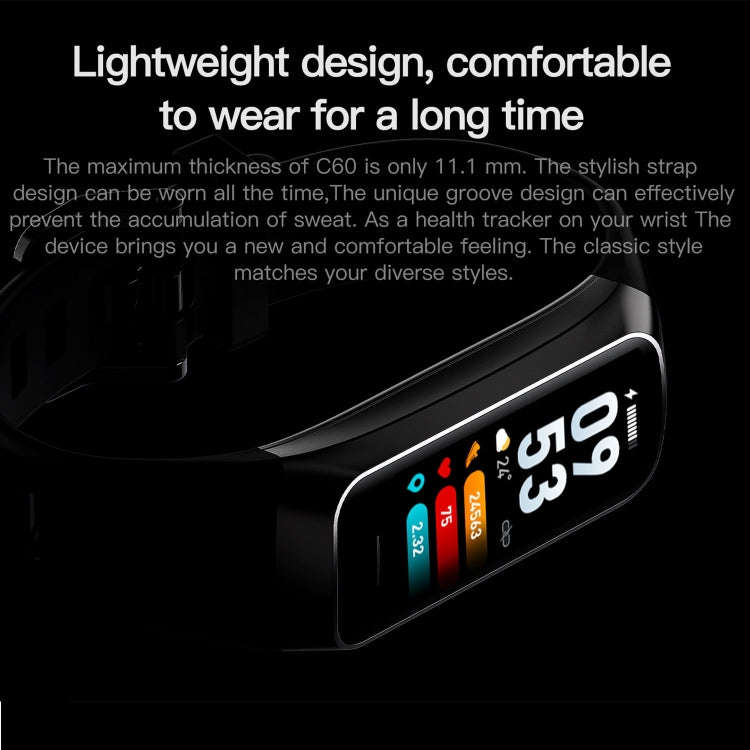 C60 IP67 Waterproof 1.1 inch Smart Fitness Band(Grey)