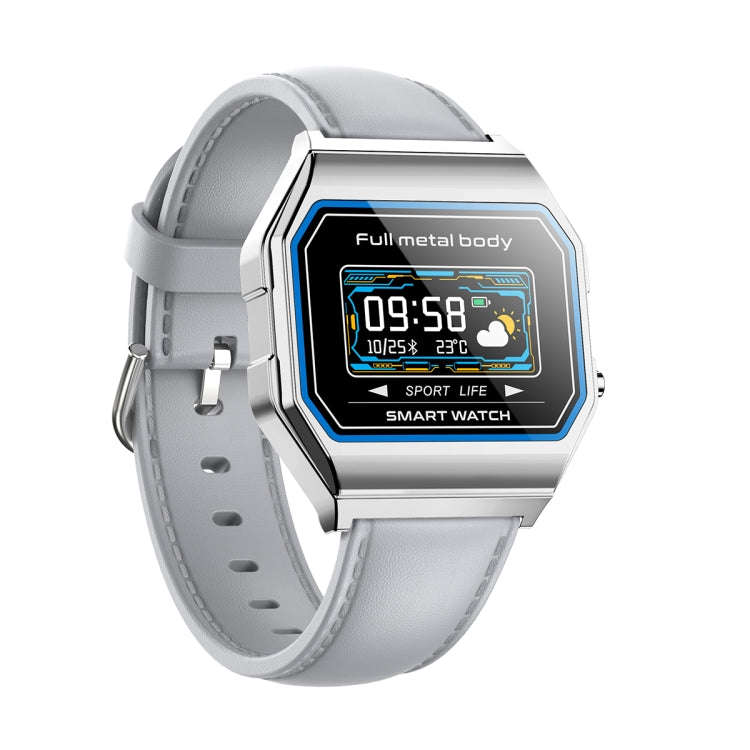 KW18 IP67 0.96 inch Leather Watchband Color Screen Smart Watch(Grey)