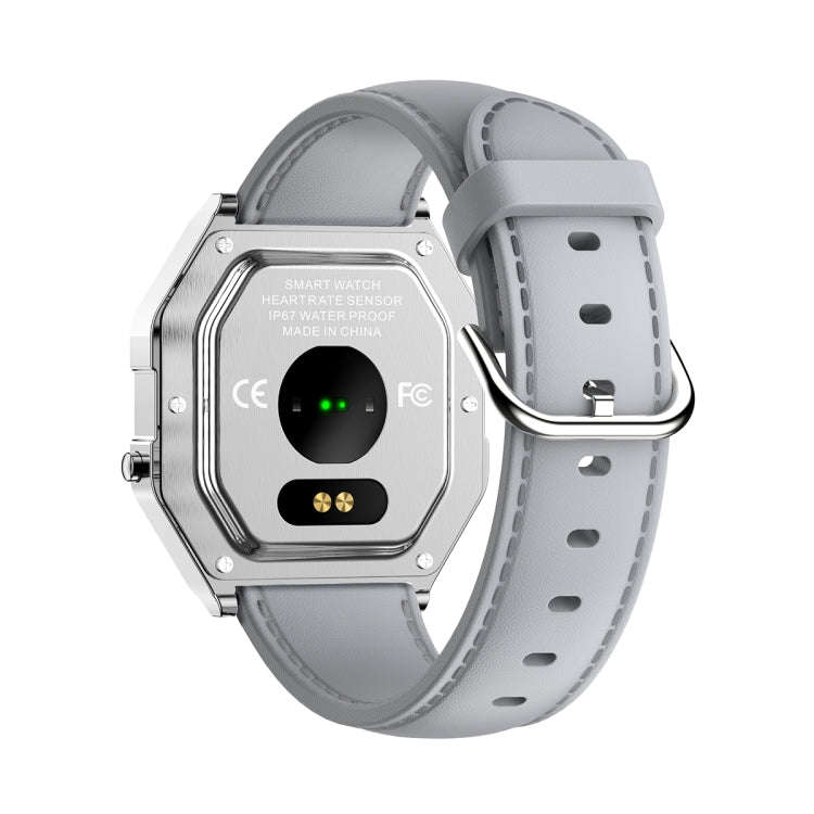 KW18 IP67 0.96 inch Leather Watchband Color Screen Smart Watch(Grey)