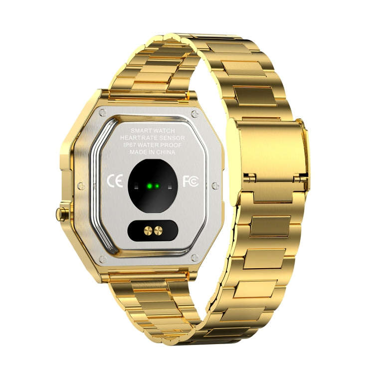 KW18  IP67 0.96 inch Steel Watchband Color Screen Smart Watch(Gold)