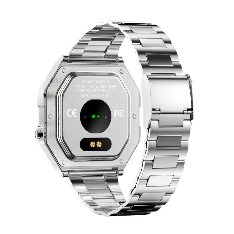 KW18  IP67 0.96 inch Steel Watchband Color Screen Smart Watch(Silver)
