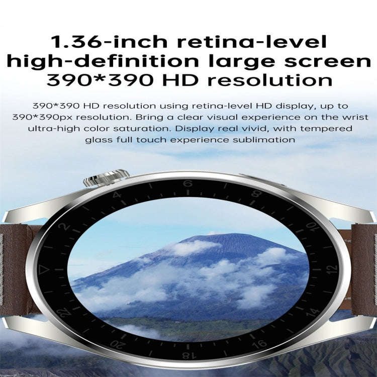 T3 IP68 1.36 inch Leather Watchband Color Screen Smart Watch(Brown)