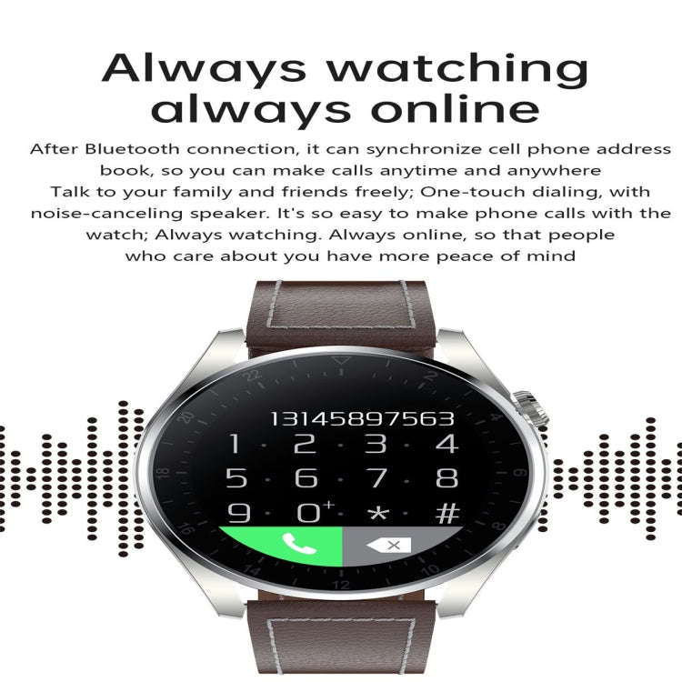 T3 IP68 1.36 inch Leather Watchband Color Screen Smart Watch(Brown)