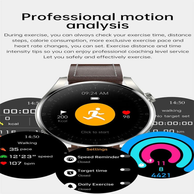 T3 IP68 1.36 inch Leather Watchband Color Screen Smart Watch(Brown)