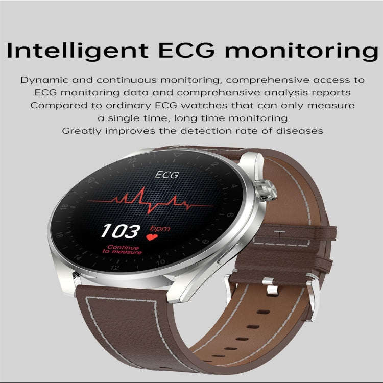 T3 IP68 1.36 inch Leather Watchband Color Screen Smart Watch(Brown)
