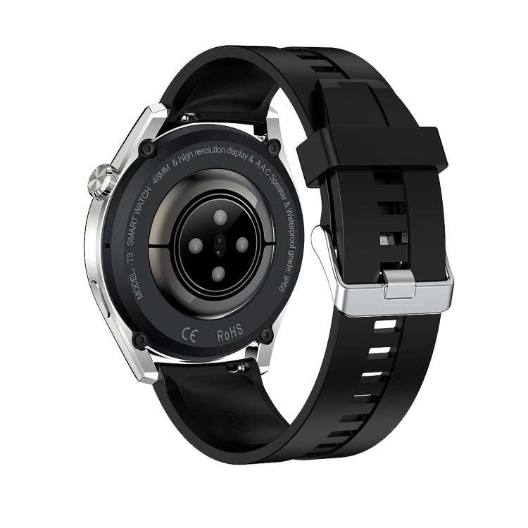 T3 IP68 1.36 inch Silicone Watchband Color Screen Smart Watch(Silver)