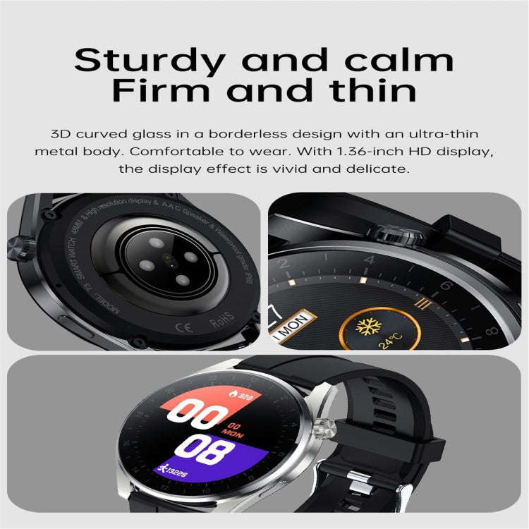 T3 IP68 1.36 inch Silicone Watchband Color Screen Smart Watch(Black)