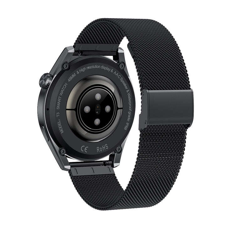T3 IP68 1.36 inch Steel Watchband Color Screen Smart Watch(Black)