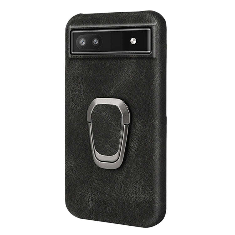 For Google Pixel 6a Ring Holder PU Phone Case(Black)