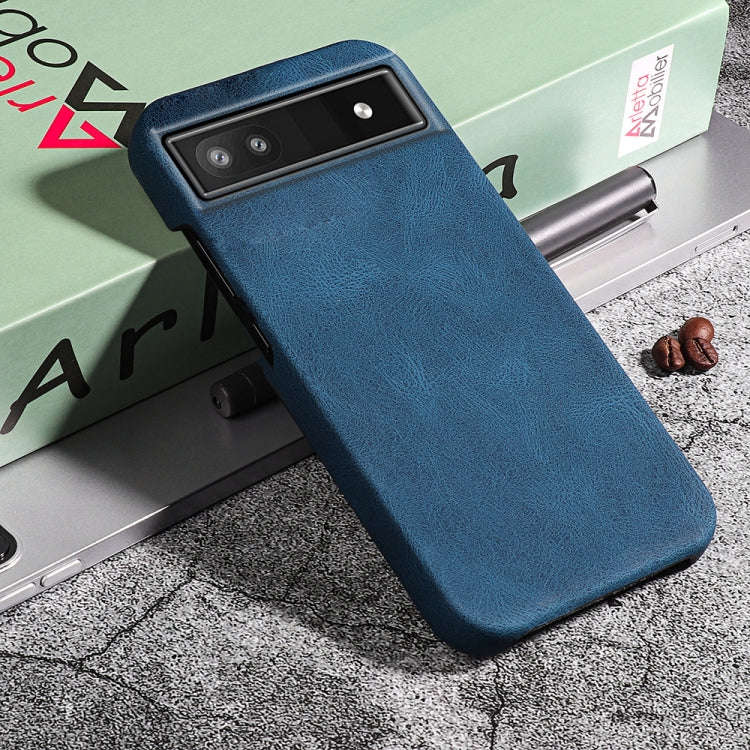 For Google Pixel 6a Ring Holder PU Phone Case(Blue)