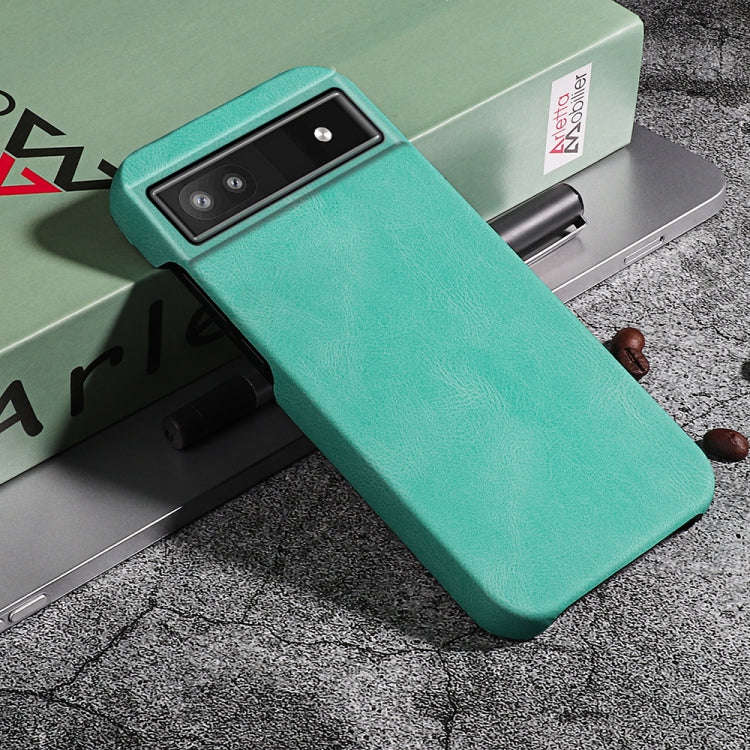 For Google Pixel 6a Ring Holder PU Phone Case(Mint Green)