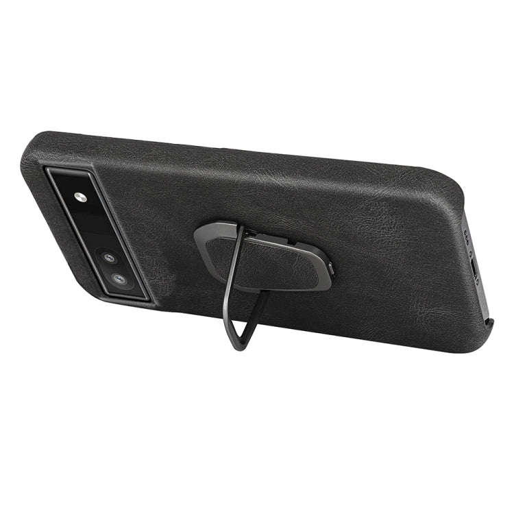 For Google Pixel 6a Ring Holder PU Phone Case(Blue)