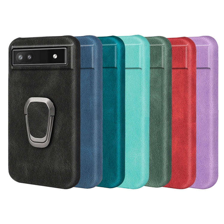 For Google Pixel 6a Ring Holder PU Phone Case(Blue)