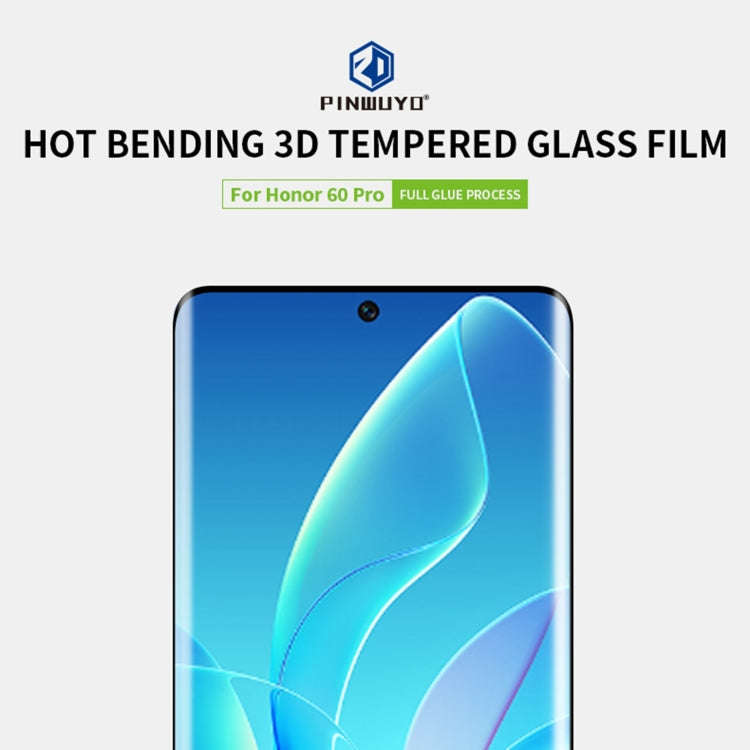 For Honor 60 Pro PINWUYO 9H 3D Hot Bending Tempered Glass Film(Black)