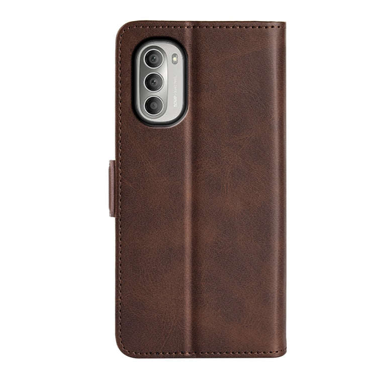For Motorola Moto G51 5G Dual-side Magnetic Buckle Leather Phone Case(Brown)