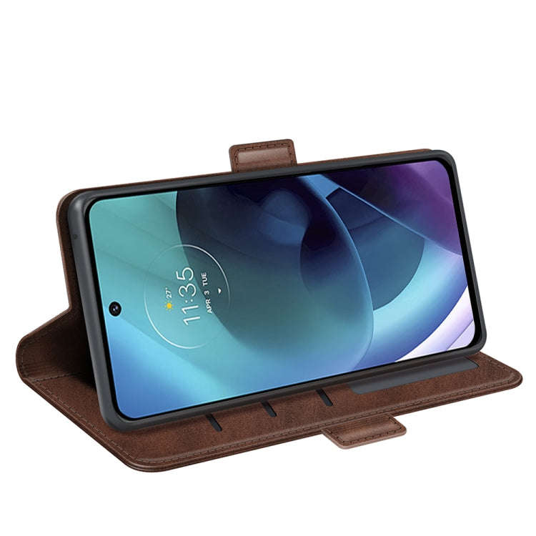 For Motorola Moto G51 5G Dual-side Magnetic Buckle Leather Phone Case(Brown)