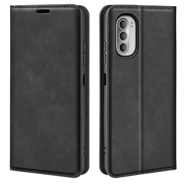 For Motorola Moto G51 5G Retro-skin Magnetic Suction Leather Phone Case(Black)