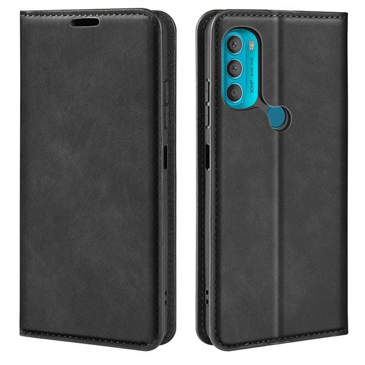 For Motorola Moto G71 5G Retro-skin Magnetic Suction Leather Phone Case(Black)
