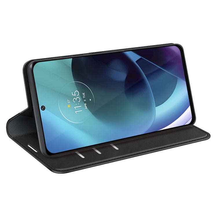 For Motorola Moto G71 5G Retro-skin Magnetic Suction Leather Phone Case(Black)
