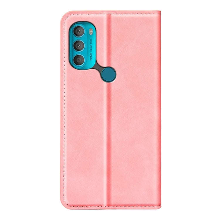 For Motorola Moto G71 5G Retro-skin Magnetic Suction Leather Phone Case(Pink)