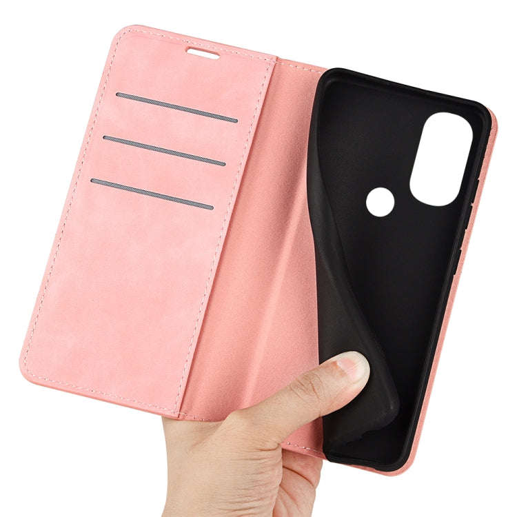 For Motorola Moto G71 5G Retro-skin Magnetic Suction Leather Phone Case(Pink)