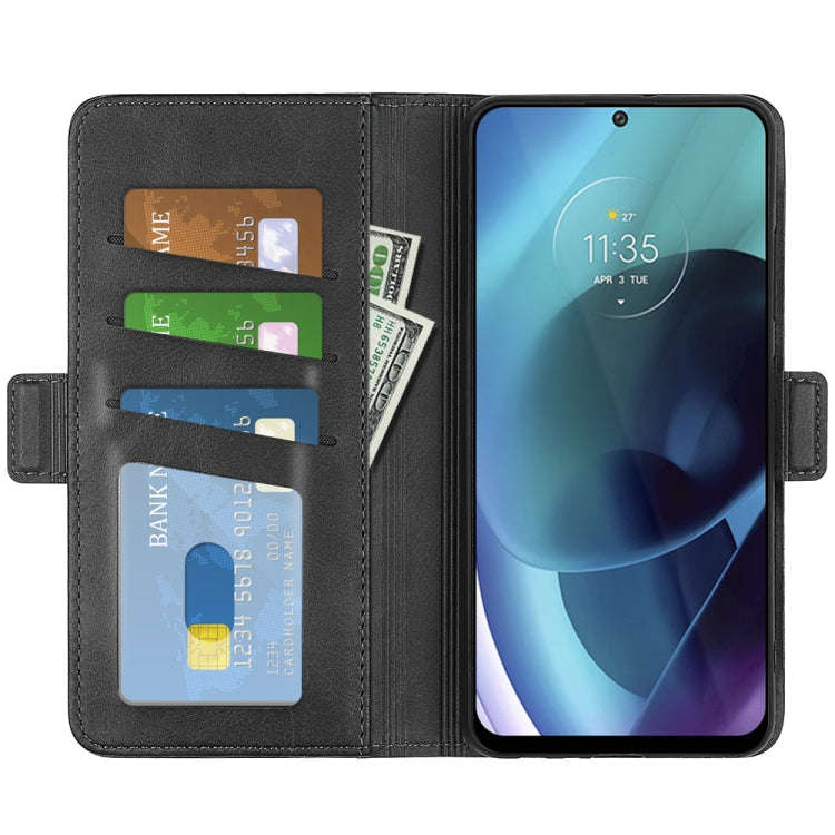 For Motorola Moto G71 5G Dual-side Magnetic Buckle Leather Phone Case(Black)