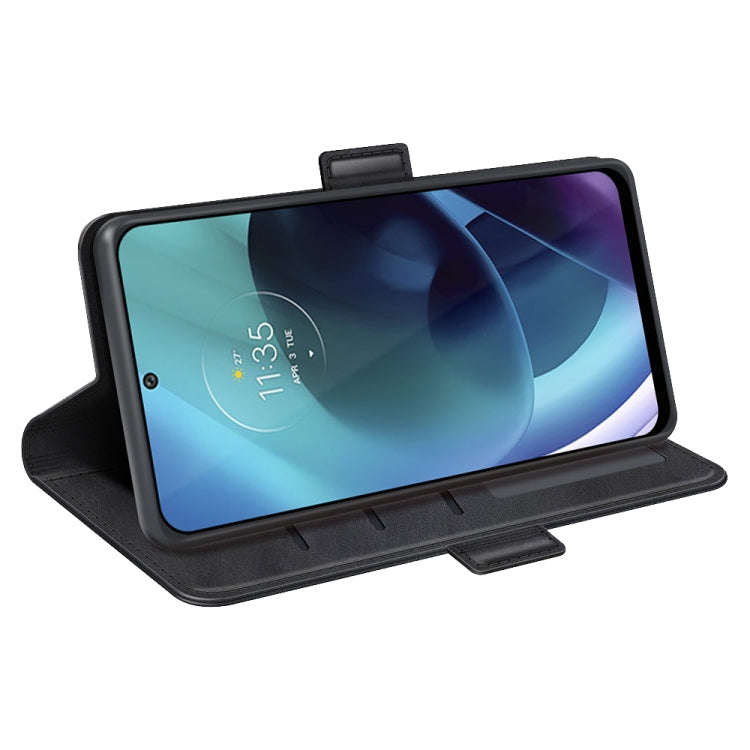 For Motorola Moto G71 5G Dual-side Magnetic Buckle Leather Phone Case(Black)