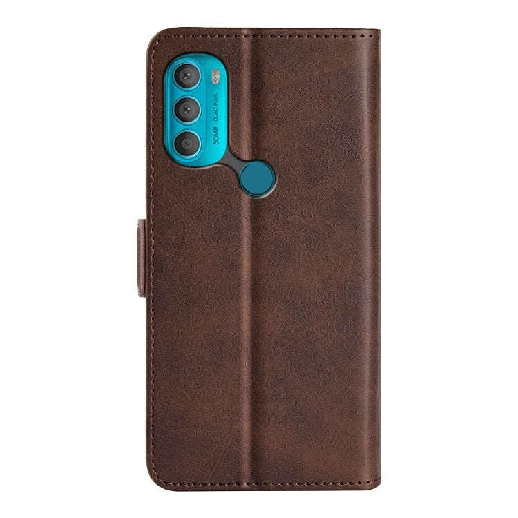 For Motorola Moto G71 5G Dual-side Magnetic Buckle Leather Phone Case(Brown)