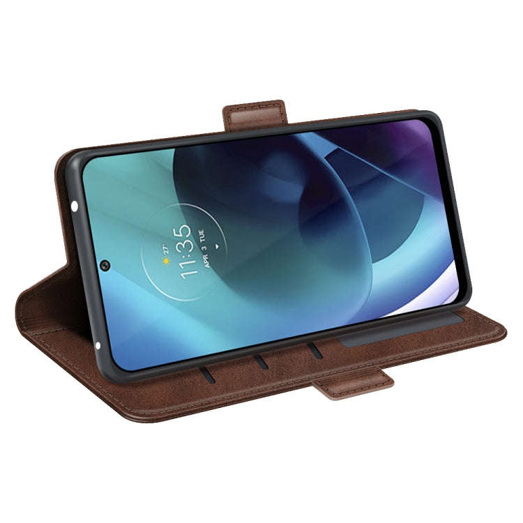 For Motorola Moto G71 5G Dual-side Magnetic Buckle Leather Phone Case(Brown)