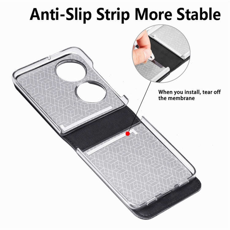 For Huawei  P50 Pocket Diagonal Embossed Card Folding Phone Case(Black)