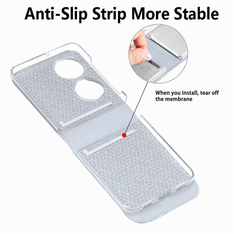 For Huawei  P50 Pocket Diagonal Embossed Card Folding Phone Case(Silver)