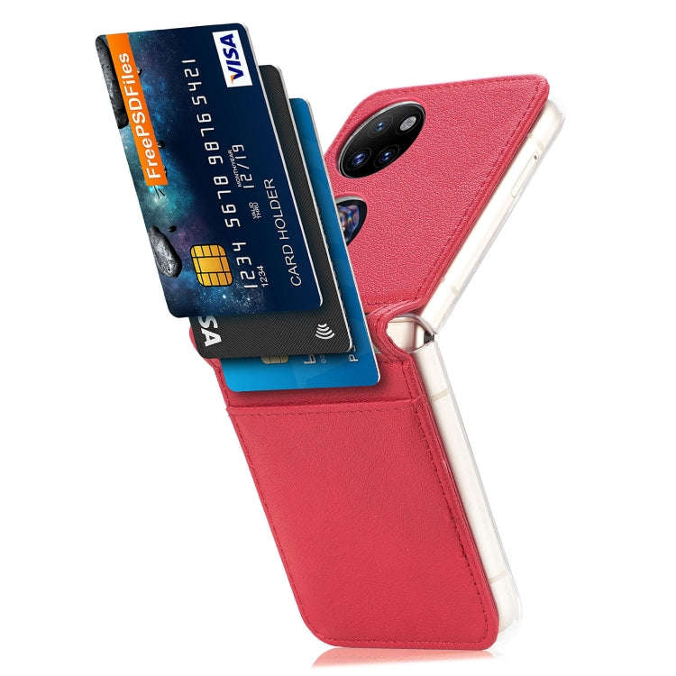 For Huawei P50 Pocket Litchi Pattern Card Folding Phone Case(Red)