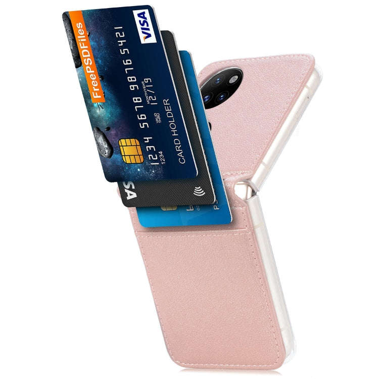 For Huawei P50 Pocket Litchi Pattern Card Folding Phone Case(Pink)